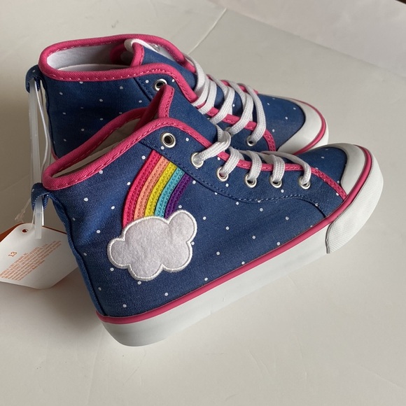 GYMBOREE Toddler Girls Hi-Top Sneakers Denim Blue/Rainbow Size 13 NWT - Picture 4 of 17